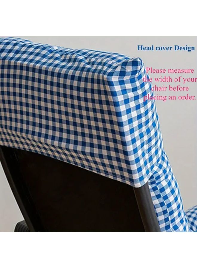 Blue Farmhouse Plaid Rocking Chair Cushion 18 9x61 Inch Tufted High Back Thick Seat - Image 5